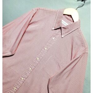 Brooks Brothers Candy Stripe Dress Shirt Mens 16.5 32 Red Slim Fit Button Down‎